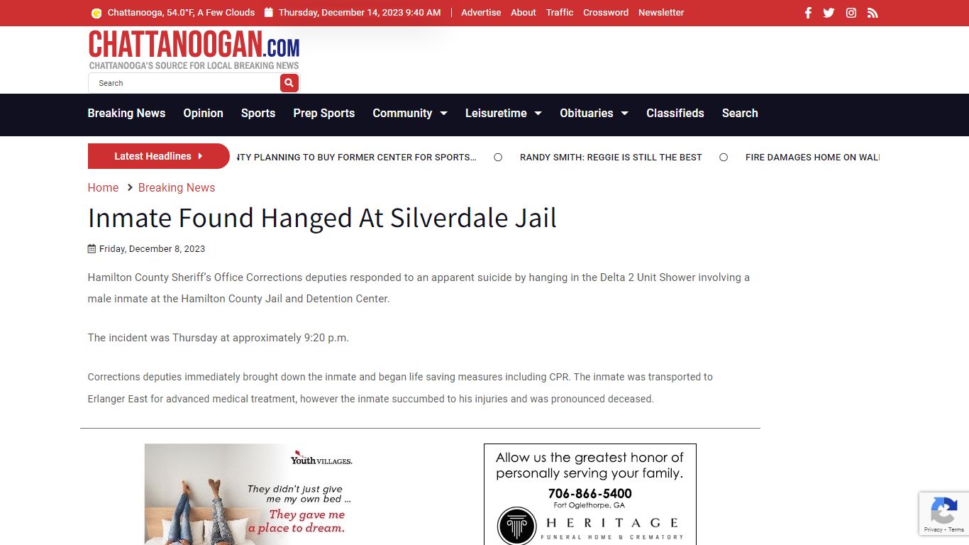 Inmate Found Hanged At Silverdale Jail - Chattanoogan.com